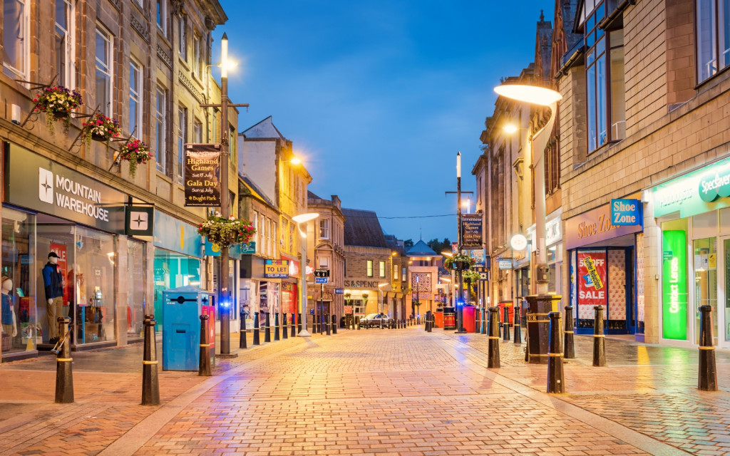 High street at night