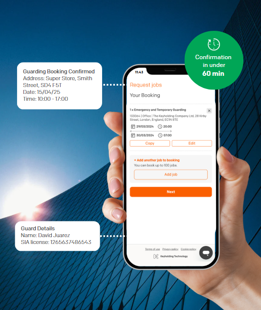 Booking guarding shifts