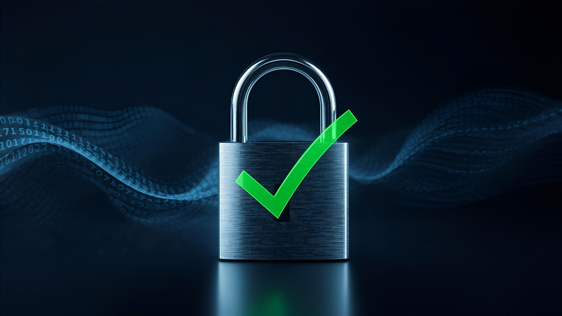 Tech-powered security - signified by a padlock over code